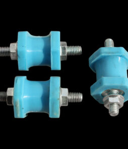 3 × M6 Rubber Anti-Vibration Mounts with Flanged Nuts, Blue