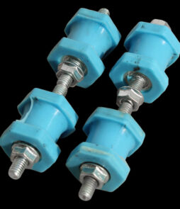 4 × M6 Rubber Anti-Vibration Mounts with Flanged Nuts, Blue